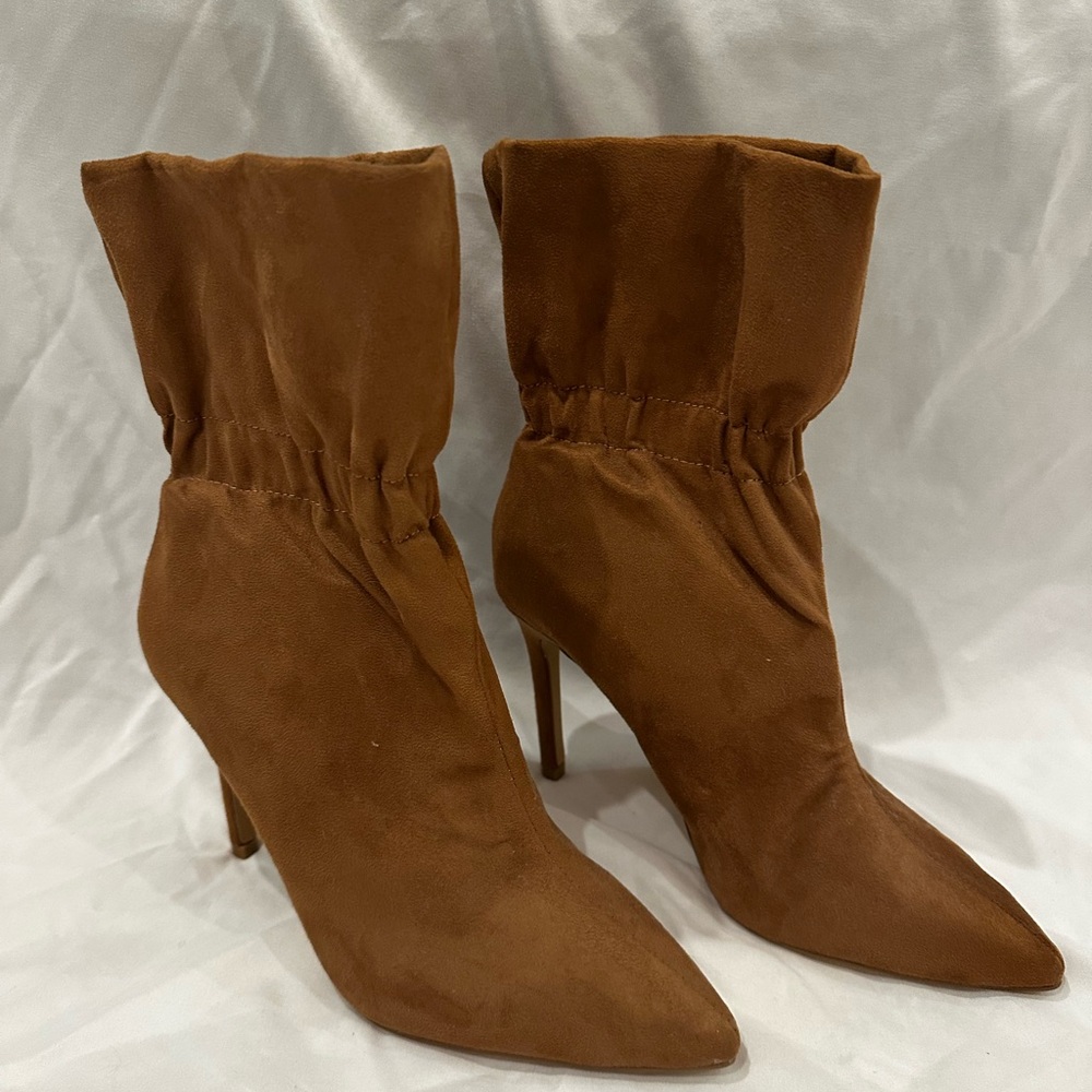 Express Tan Heeled Boots for Women